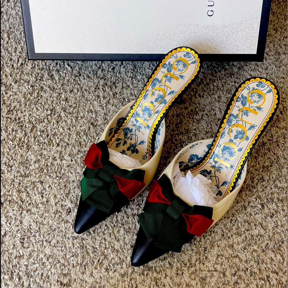 Stunning Gucci slides, with a 3 inch heels, new condition